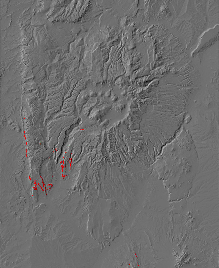 Digital relief map of Triassic exposures in the Jemez
        Mountains